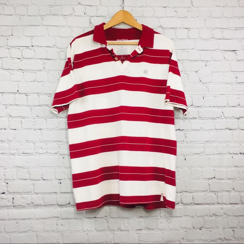 Men’s Machine Polo Short Sleeve Shirt Red Large L